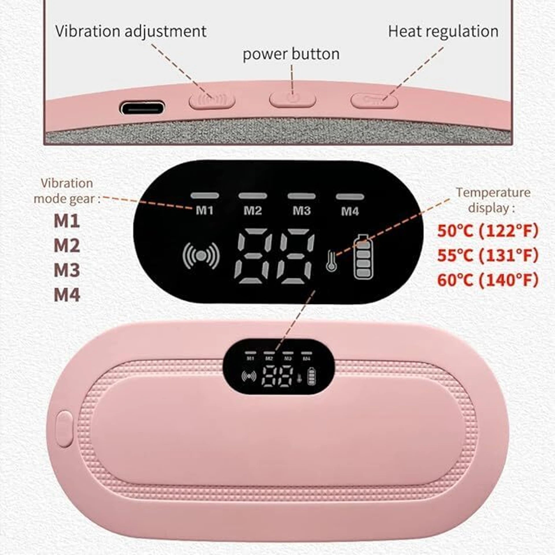 Portable Period Cramp Relief Massager & Heating Pad for Women
