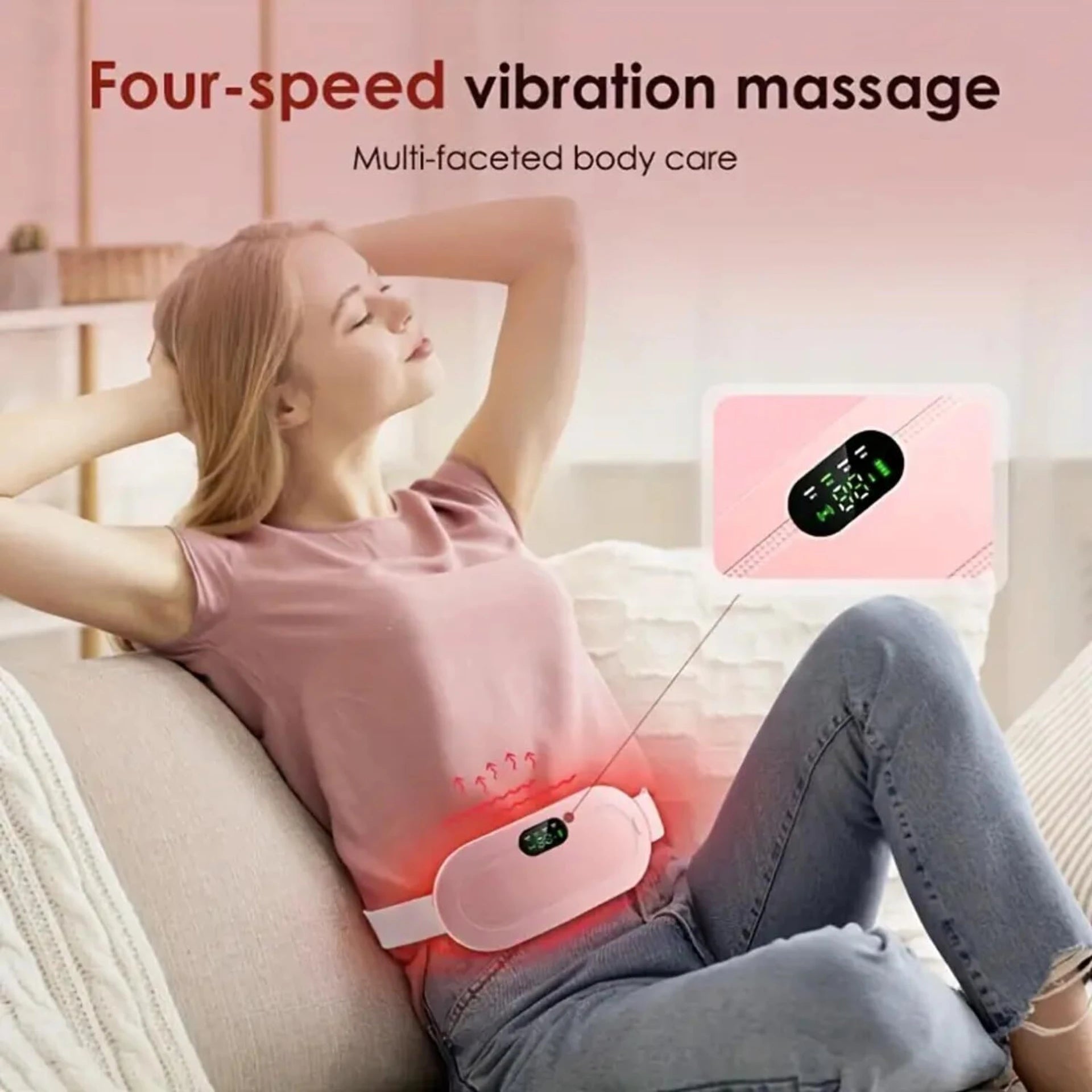 Portable Period Cramp Relief Massager & Heating Pad for Women