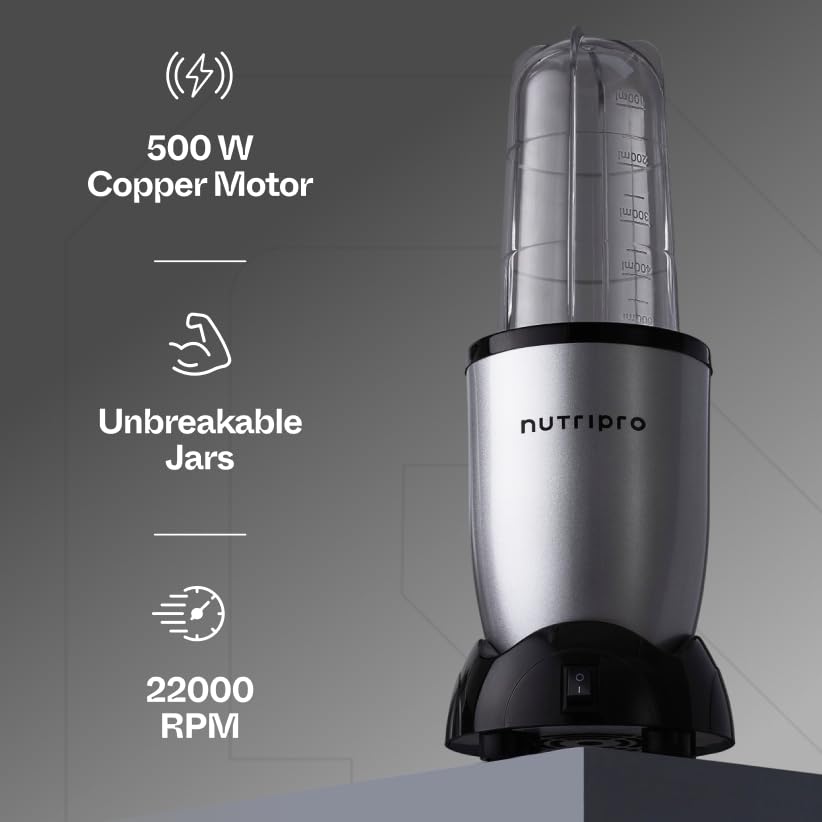 NutriPro Smoothie Maker & Juicer Mixer Grinder 500W (Silver)
