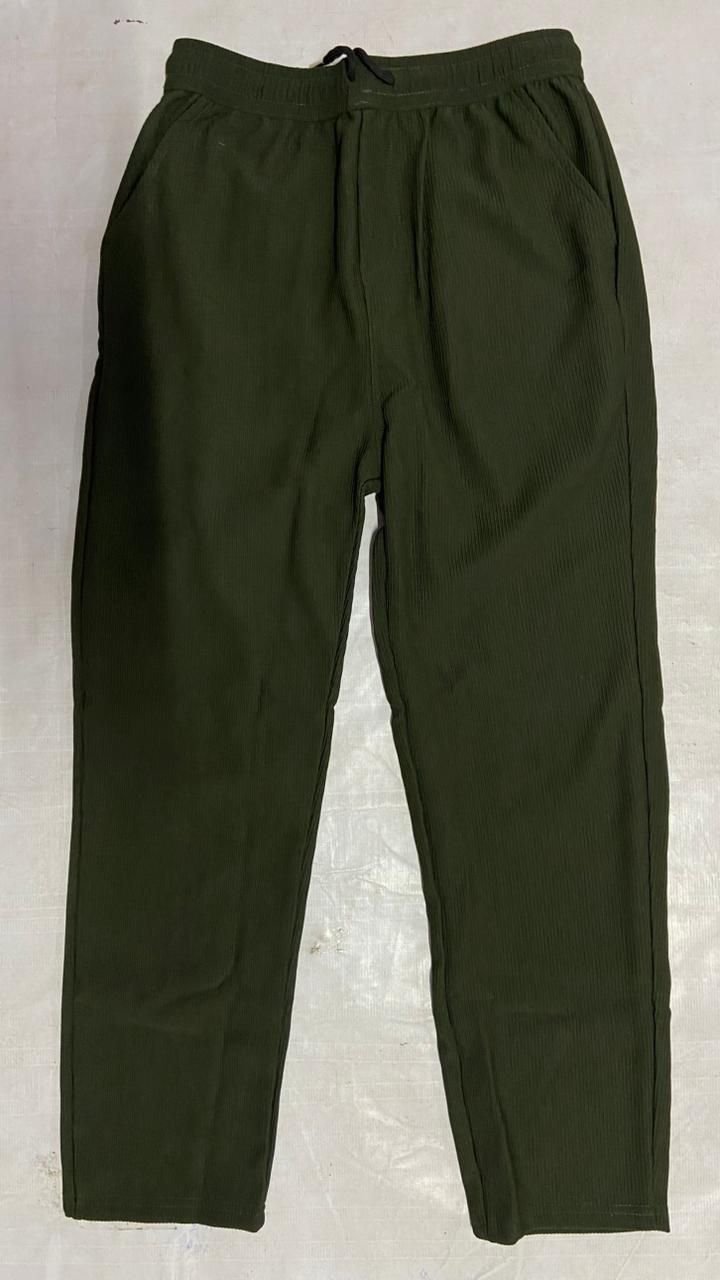 Dark Green Loose Fit Corduroy Cargo Style Trouser