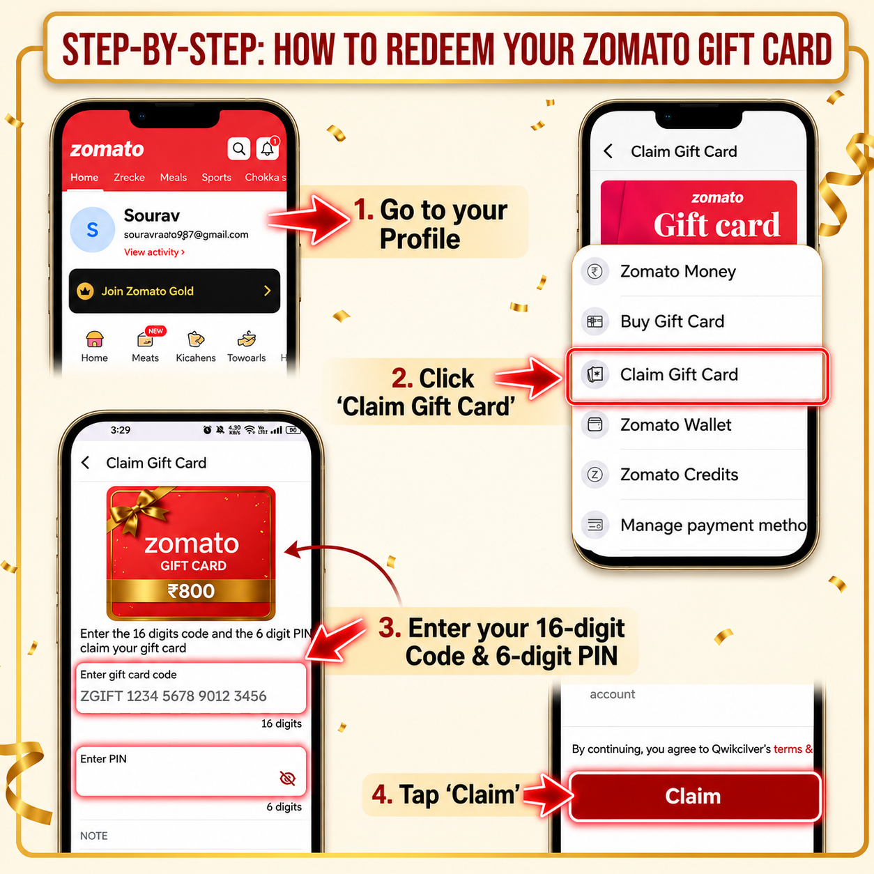 Zomato Gift Card – ₹800 Value