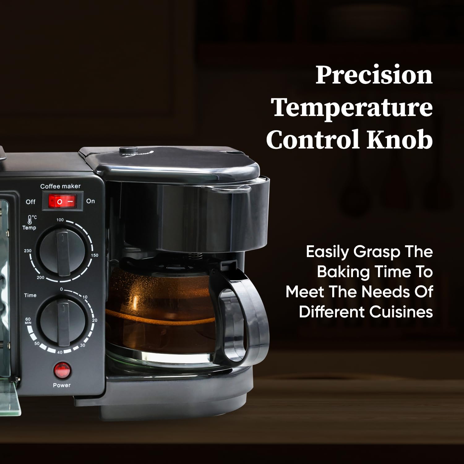 Cadlec MultiChef Pro 3-in-1 Breakfast Maker (Black)
