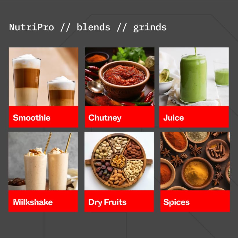 NutriPro Smoothie Maker & Juicer Mixer Grinder 500W (Silver)