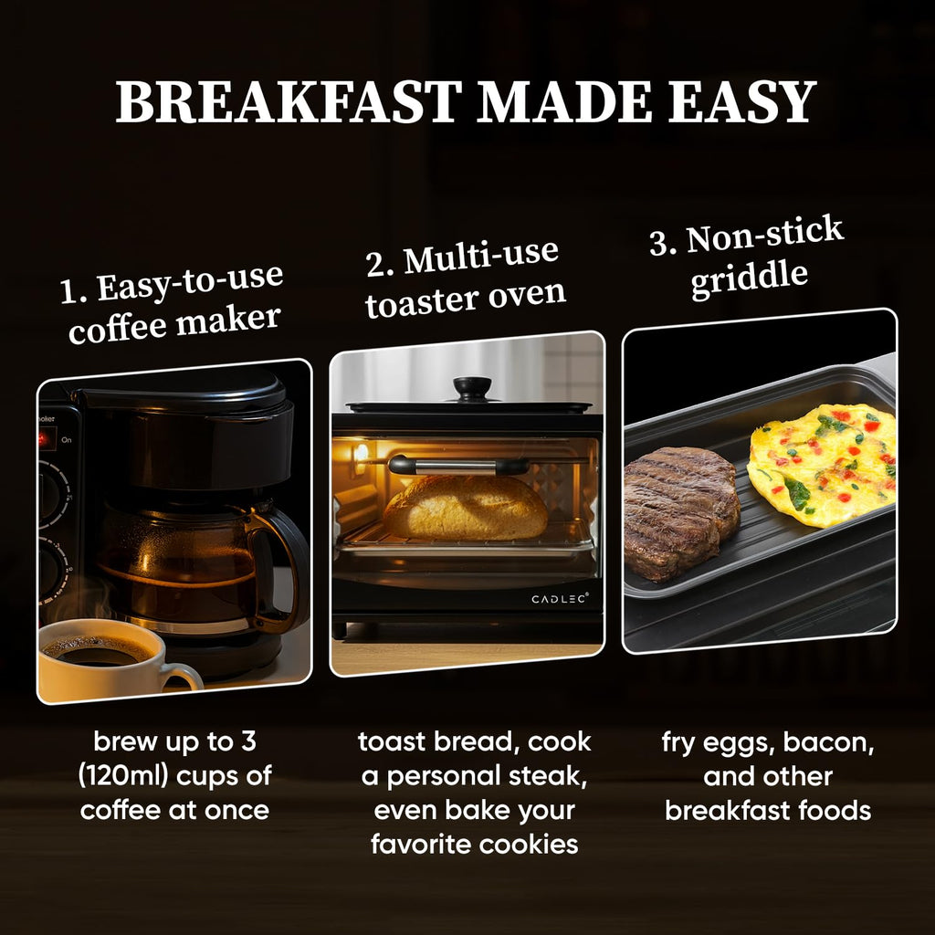 Cadlec MultiChef Pro 3-in-1 Breakfast Maker (Black)