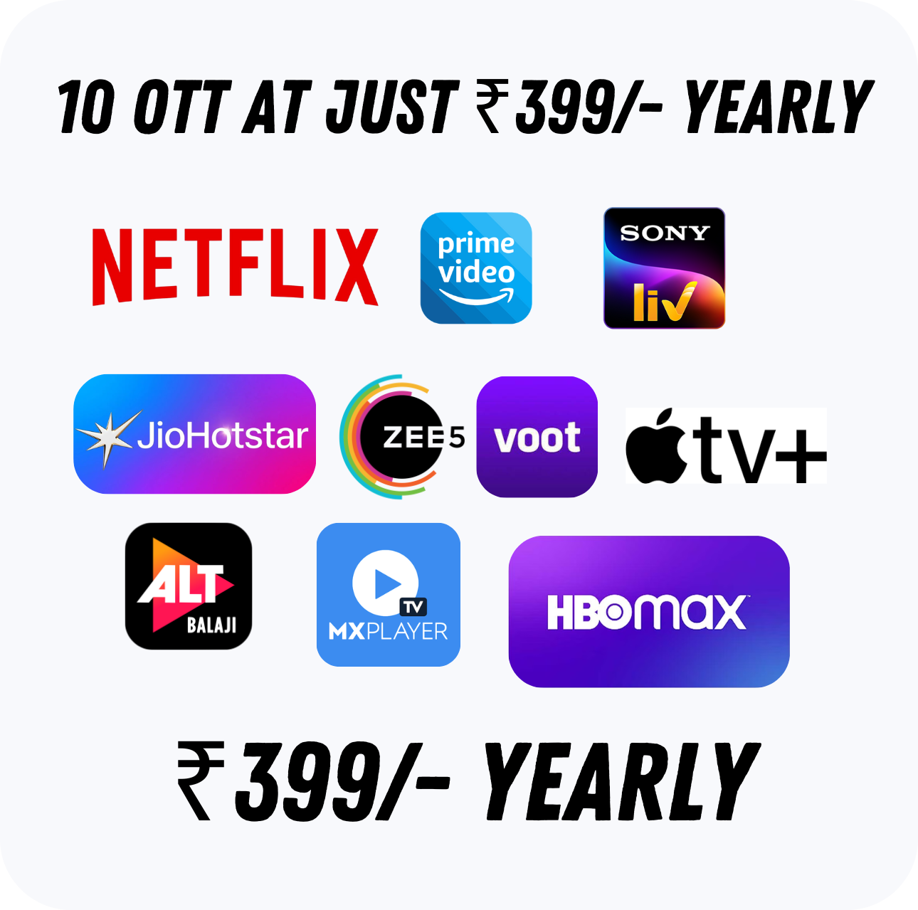 10 Premium OTT Platforms Combo Pack (1 Year Access)