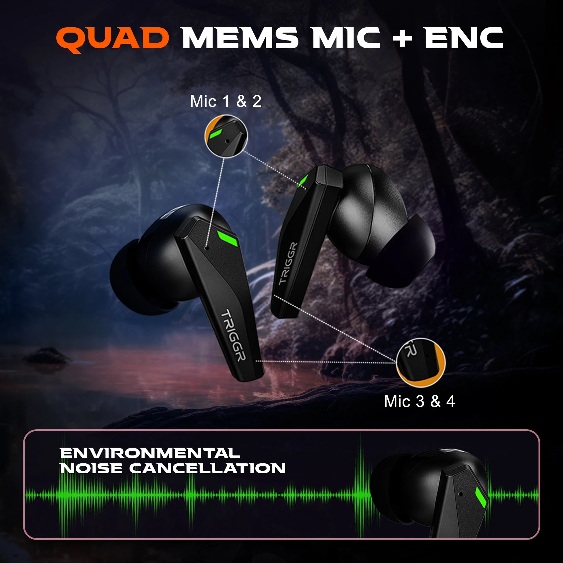 TRIGGR Kraken X1 TWS Earbuds (Black)
