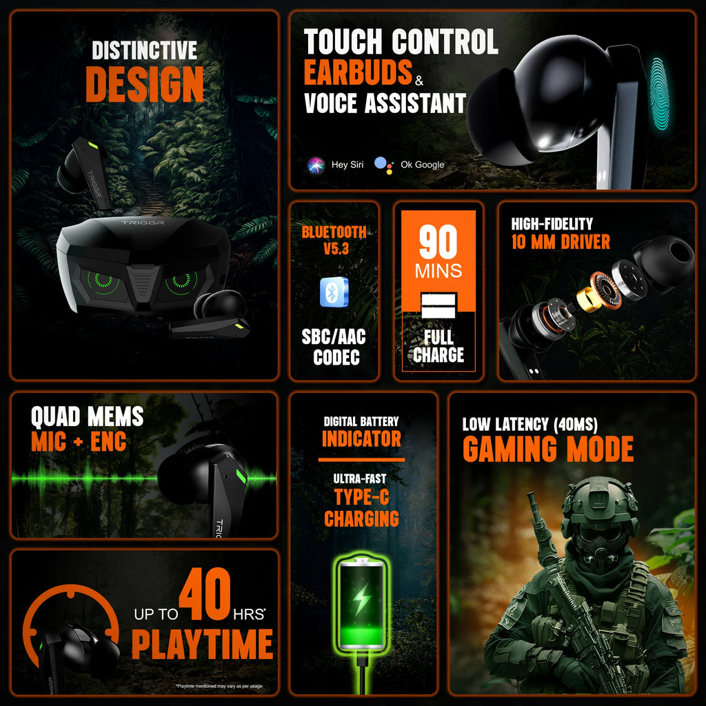 TRIGGR Kraken X1 TWS Earbuds (Black)