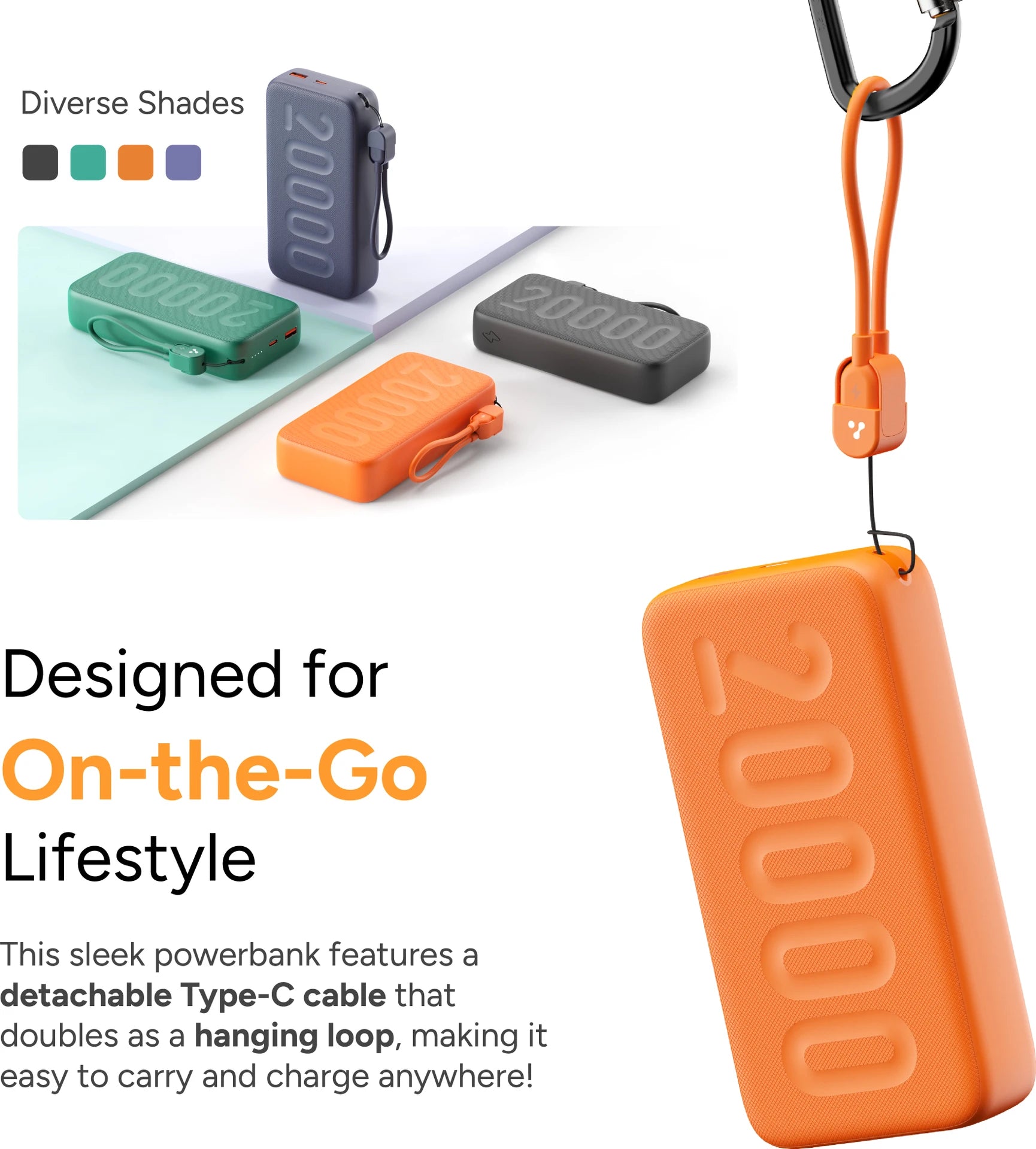 Ambrane Stylo N20 20000mAh Power Bank (Purple)
