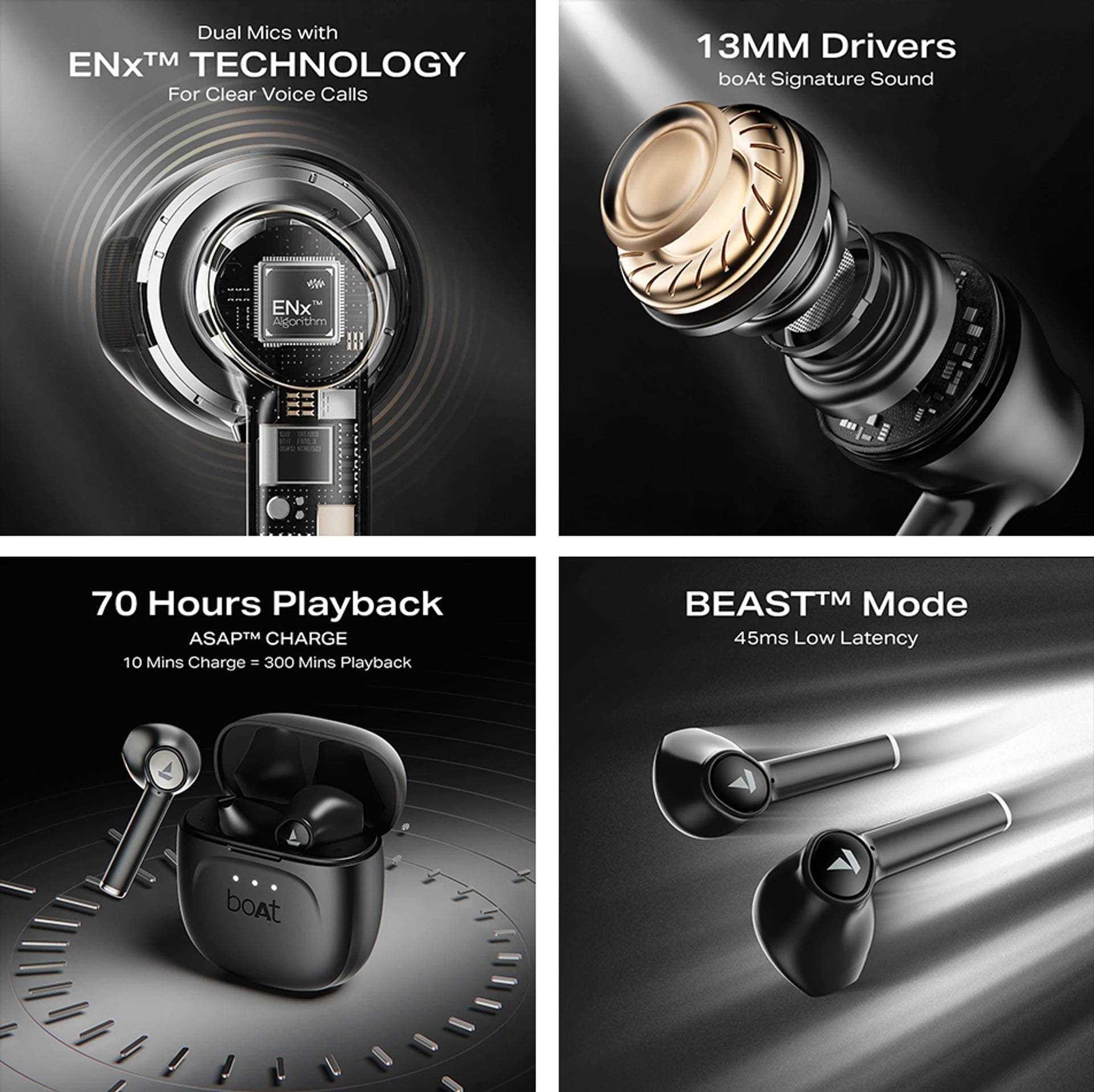 boAt Airdopes 131 Gen 2, 13mm Drivers, 70H Battery