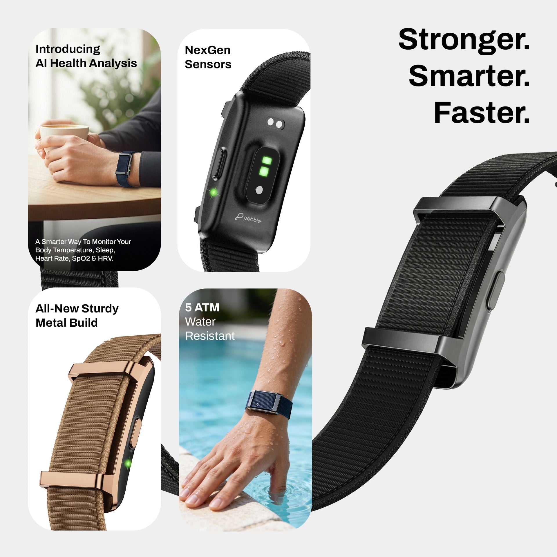 Pebble Qore 2 Fitness Band (Black)