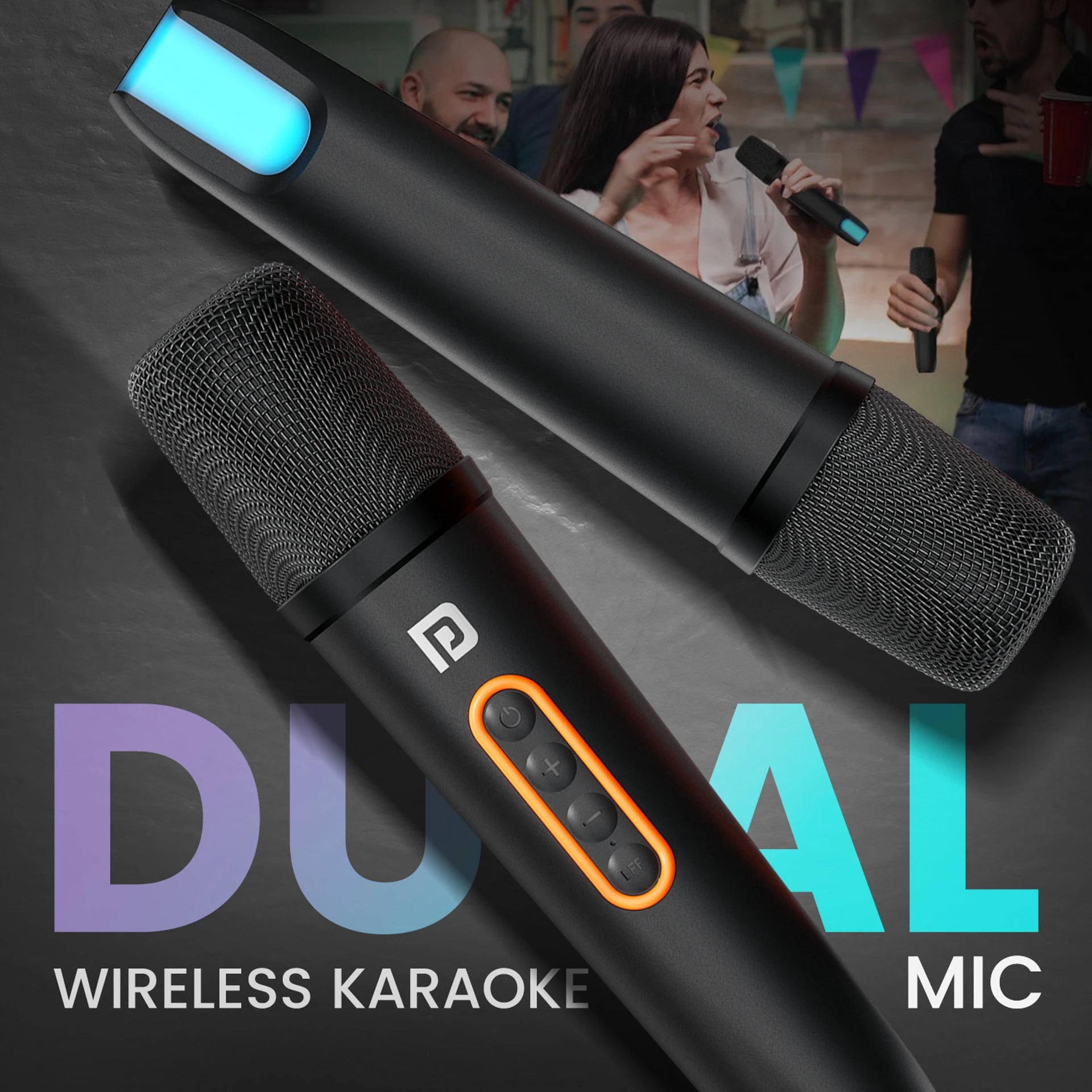 Portronics Dash 10 Party Speaker with Dual Karaoke Mics (Black)