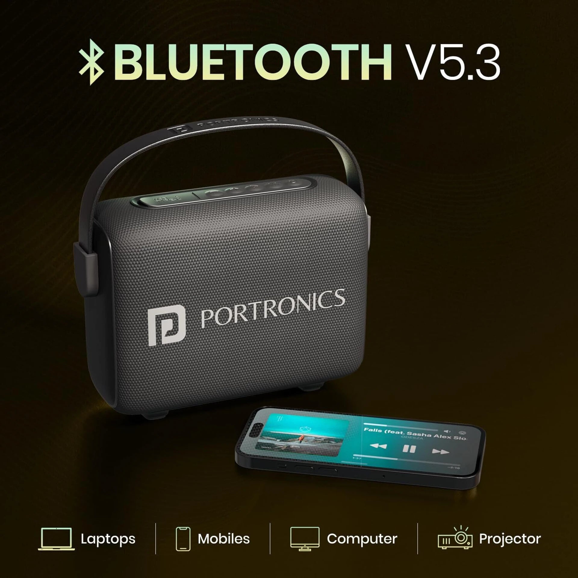 Portronics Resonate 2 Bluetooth Speaker with Wireless Karaoke Mic (Black)