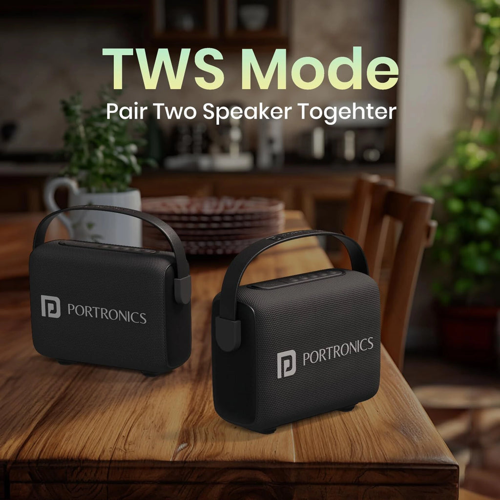 Portronics Resonate 2 Bluetooth Speaker with Wireless Karaoke Mic (Black)